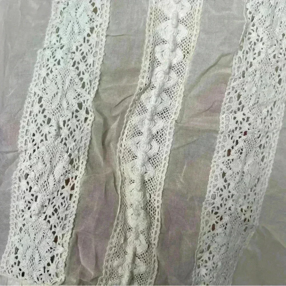 Free People Sheer Eyelet Detail White Boho Top Sz XS